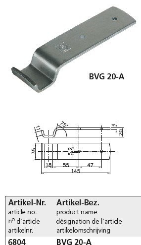 Kit: Grenouillère BV 20-3 avec crochet BVG 20-1