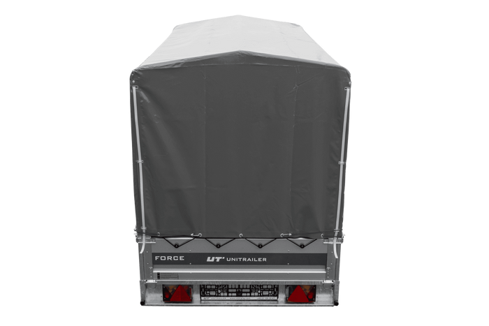 Remorque porte-voitures 264x125 UNITRAILER FORCE 264 KIPP avec châssis H-1100 et bâche grise
