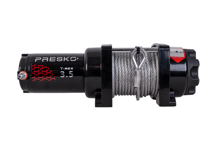 Treuil électrique pour remorque PRESKO T-REX 3.5 12V 1590 kg avec câble en acier de 12 m