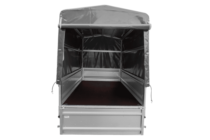 Remorque porte-voitures 264x125 UNITRAILER FORCE 264 KIPP avec châssis H-1100 et bâche grise