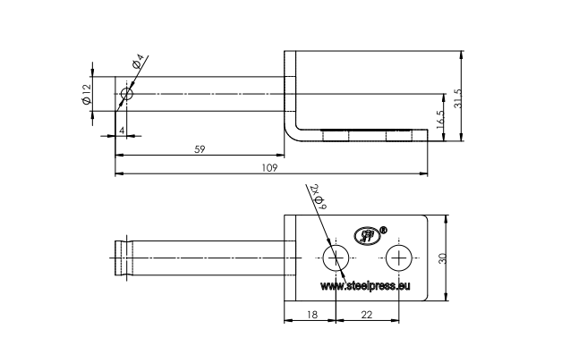 Support de charnière latérale de remorque STEELPRESS UZ-01B pour montage latéral de remorque