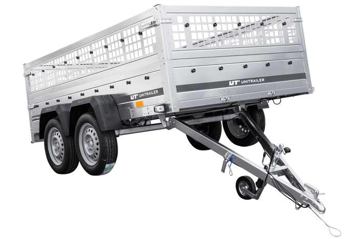 Remorque légère UNITRAILER GARDEN 265/2 KIPP 264x150 avec côtés en filet, châssis H-0 et bâche grise