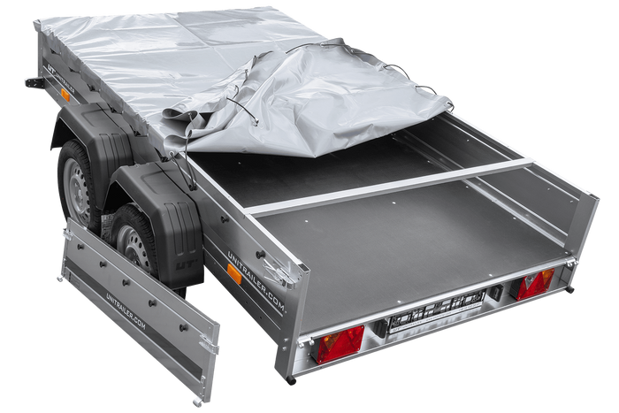 Remorque porte-voitures 264x150 UNITRAILER GARDEN 265/2 KIPP avec châssis H-0 et bâche grise