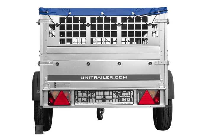 Remorque légère 200x106 UNITRAILER GARDEN 200 KIPP avec côtés en filet, châssis H-0 et bâche bleue