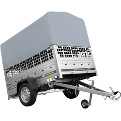 Remorque à un essieu sur ressorts UNITRAILER GARDEN 201/R KIPP 200x125 avec côtés en filet, châssis H-800 et bâche grise
