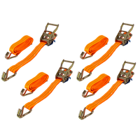 Ensemble de quatre courroies de transport UNITRAILER orange de 2 m/35 mm/2 t avec tendeur