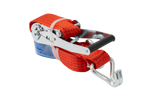 Ensemble de quatre courroies de transport rouges UNITRAIER 4 m/50 mm/5 t avec tendeur
