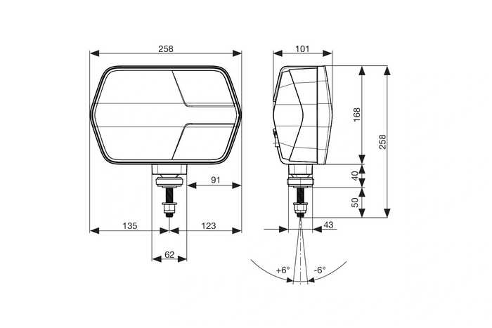 Phare avant LED ASPÖCK LuxLED II 7 fonctions 6 broches DEUTSCH DT06-6S droit