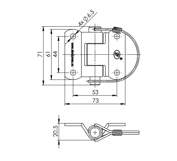 Charnière latérale amovible STEELPRESS ZW-03.40 pour montage latéral de remorque