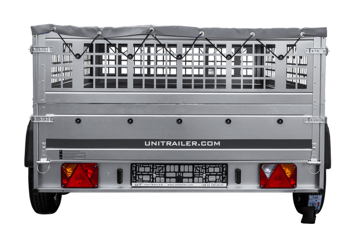 Remorque légère UNITRAILER GARDEN 265/2 KIPP 264x150 avec côtés en filet, châssis H-0 et bâche grise