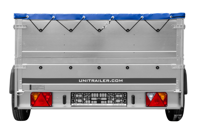 Remorque à deux essieux 264x150 UNITRAILER GARDEN 265/2 KIPP avec ridelles BIS, châssis H-0 et bâche bleue