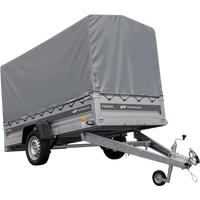 Remorque à un essieu sur ressorts 264x125 UNITRAILER FORCE 264/R KIPP avec châssis H-1100 et bâche grise