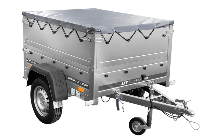 Remorque légère 150x106 UNITRAILER GARDEN 150 KIPP avec côtés BIS et bâche grise