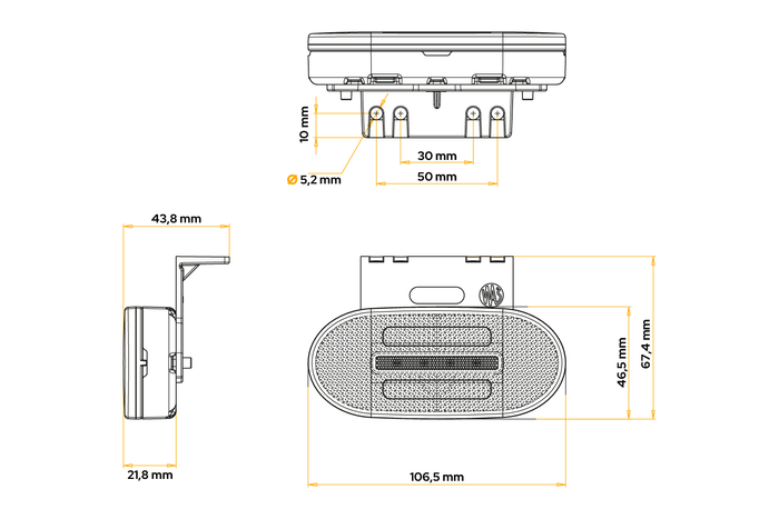 Feu de gabarit à LED WAŚ 1383 universel avec support