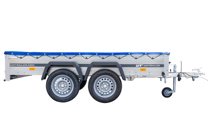Remorque porte-voitures 264x150 UNITRAILER GARDEN 265/2 KIPP avec châssis H-0 et bâche bleue