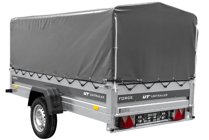 Remorque porte-voitures 264x125 UNITRAILER FORCE 264 KIPP avec châssis H-800 et bâche grise