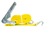 Ensemble de quatre courroies de transport jaunes UNITRAIER 8 m/50 mm/5 t avec tendeur