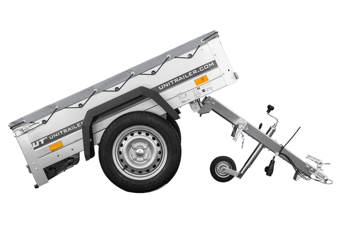 Petite remorque à vendre Garden Trailer 150 KIPP [avec bâche plate grise, roue jockey et tiges de support bâche]