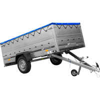 Remorque à un essieu sur ressorts 264x125 UNITRAILER GARDEN 264/R KIPP avec côtés, ridelles BIS, châssis H-0 et bâche bleue