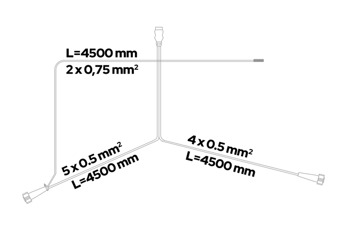 Kit d'éclairage : feux arrière ASPÖCK MULTIPOINT V + feux de gabarit latéraux ASPÖCK FLEXIPOINT I + faisceau ASPÖCK 4,5 m 7 broches