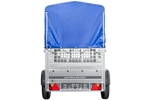 Remorque légère 200x106 UNITRAILER GARDEN 200 KIPP avec côtés en filet, châssis H-800 et bâche bleue