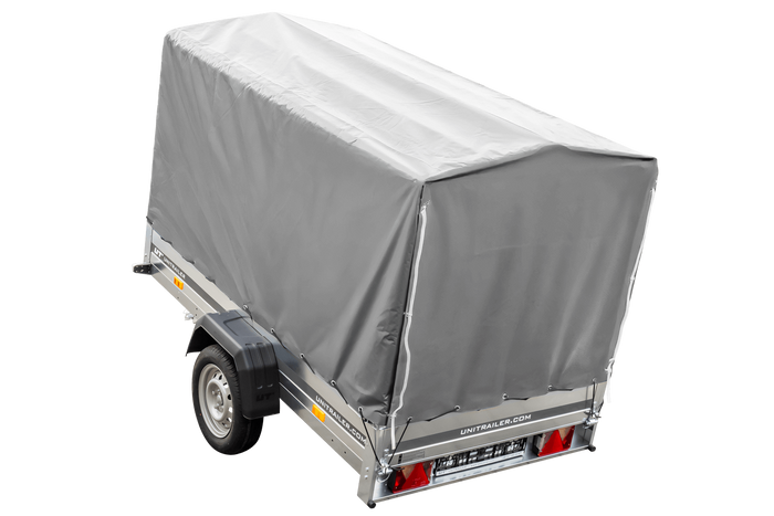 Remorque à un essieu 230x125 UNITRAILER GARDEN 230 KIPP avec châssis H-1100 et bâche grise