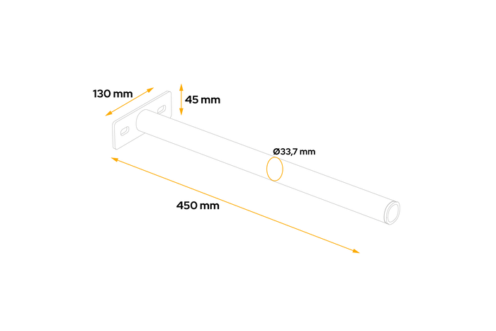 Tube droit pour le montage du garde-boue DOMAR D51100, diamètre du support 33 mm, longueur 450 mm