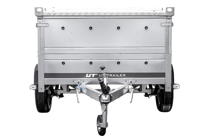 Remorque à un essieu sur ressorts 230x125 UNITRAILER GARDEN 230/R KIPP avec ridelles supplémentaires et capot en aluminium