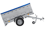 Remorque porte-voitures 200x106 UNITRAILER GARDEN 200 KIPP avec ridelles BIS, châssis H-0 et bâche bleue