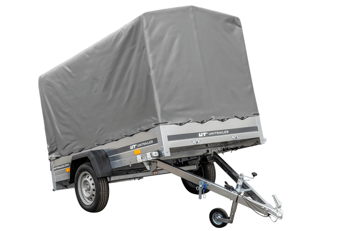 Remorque à un essieu 230x125 UNITRAILER GARDEN 230 KIPP avec châssis H-1100 et bâche grise