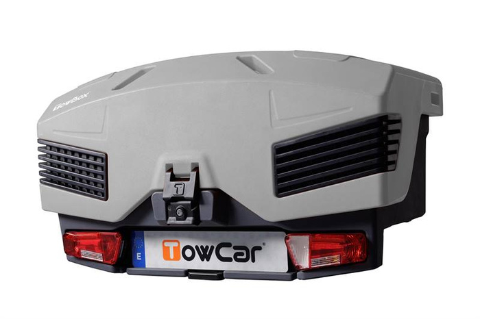 Towbox EVO classic gris - coffre à bagages monté sur attelage