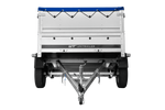 Remorque légère sur ressorts 200x125 UNITRAILER GARDEN 201/R KIPP avec ridelles BIS, châssis H-0 et bâche bleue