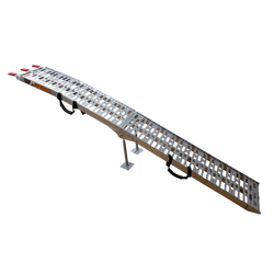 Rampe pliable UNITRAILER ALR003 en aluminium pour remorque, 221 cm, 340 kg, avec sangle et support.