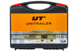 Ensemble de quatre sangles de transport UNITRAILER orange de 4 m/25 mm/0,68 t avec tendeur, dans une valise