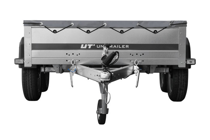 REMORQUE UNITRAILER 264/2 KIPP AVEC ROUE JOCKEY, TIGE DE SUPPORT DE BÂCHE ET BÂCHE PLATE GRISE