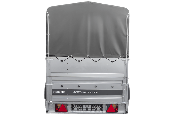 Remorque 264x125 UNITRAILER FORCE 264 KIPP avec ridelles BIS, châssis H-800 et bâche grise