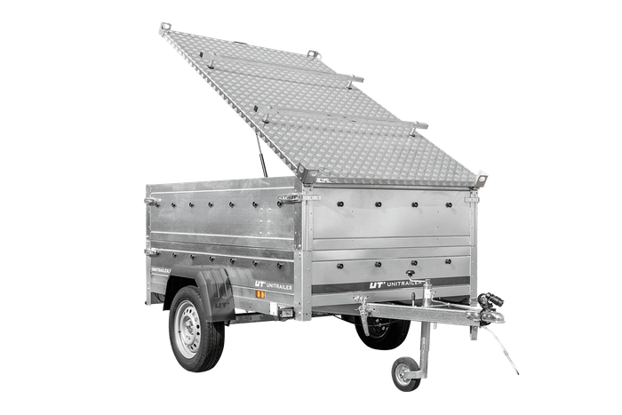Remorque légère 200x125 UNITRAILER GARDEN 201 KIPP avec côtés BIS et couverture en aluminium