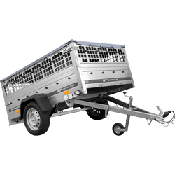 Remorque porte-voitures sur ressorts 200x125 UNITRAILER GARDEN 201/R KIPP avec côtés en filet, châssis H-0 et bâche grise