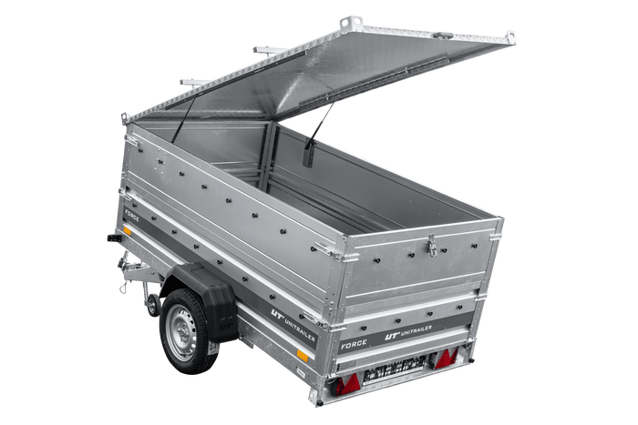 Remorque à un essieu sur ressorts 230x125 UNITRAILER FORCE 230/R KIPP avec côtés BIS et couvercle en aluminium