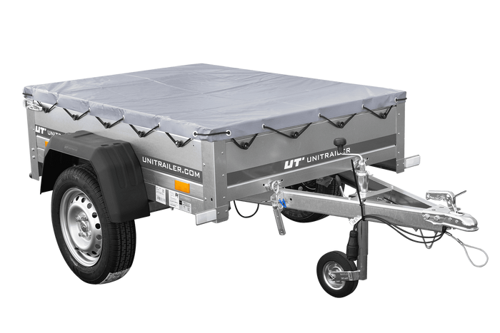 Remorque à un essieu 150x106 UNITRAILER GARDEN 150 KIPP avec châssis H-0 et bâche grise