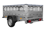 Remorque porte-voitures sur ressorts 200x125 UNITRAILER GARDEN 201/R KIPP avec côtés en filet, châssis H-0 et bâche grise