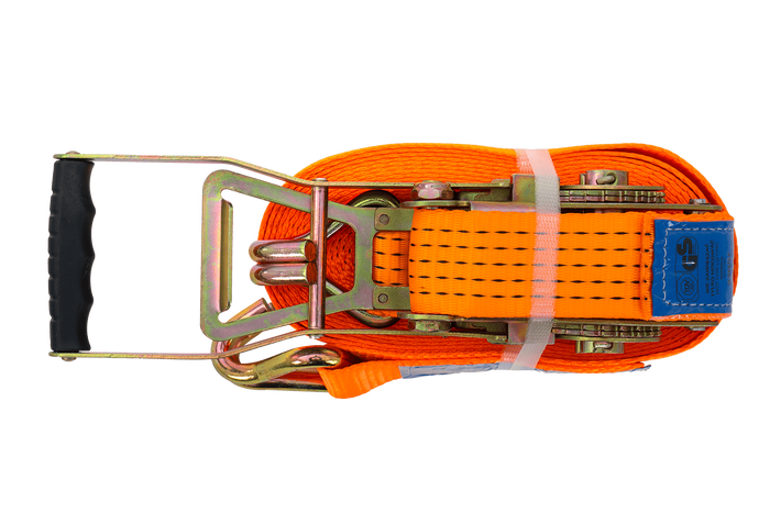 Courroie de transport orange UNITRAILER ERGO 10 m/50 mm/5 t avec tendeur