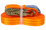 Ensemble de quatre courroies de transport UNITRAIER 12 m/35 mm/2 t orange avec tendeur