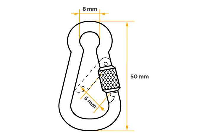 Mousqueton de pompier avec écrou de sécurité  DROMET KSZ.5.50 mousqueton pompier 5x50mm