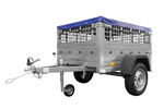 PETITE REMORQUE À VENDRE - GARDEN TRAILER 150 KIPP [AVEC BÂCHE PLATE BLEUE, ROUE JOCKEY ET TIGES DE SUPPORT BÂCHE]