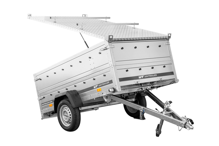 Remorque à un essieu 230x125 UNITRAILER GARDEN 230 KIPP avec côtés BIS et bâche en aluminium