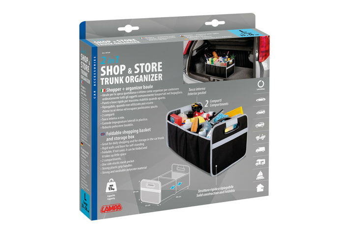 LAMPA Shop&amp;Store Panier de coffre pliable pour voiture, 50 x 33 cm