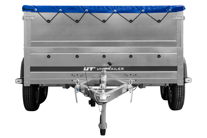 Remorque à deux essieux 264x150 UNITRAILER GARDEN 265/2 KIPP avec ridelles BIS, châssis H-0 et bâche bleue
