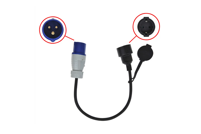 Adaptateur avec prise CEE et prise Schuko 16 A 230 V avec contact de protection ProPlus 373530, câble de 40 cm