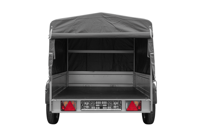 Remorque à un essieu 200x125 UNITRAILER GARDEN 201 KIPP avec châssis H-800 et bâche grise